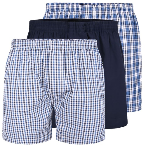 Bigdude Woven Boxer Shorts 3 Pack Navy